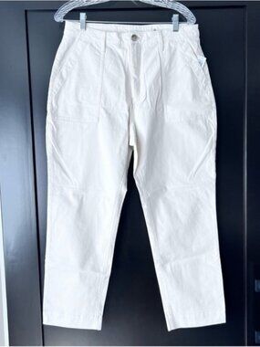 Sky high straight cream carpenter style pants